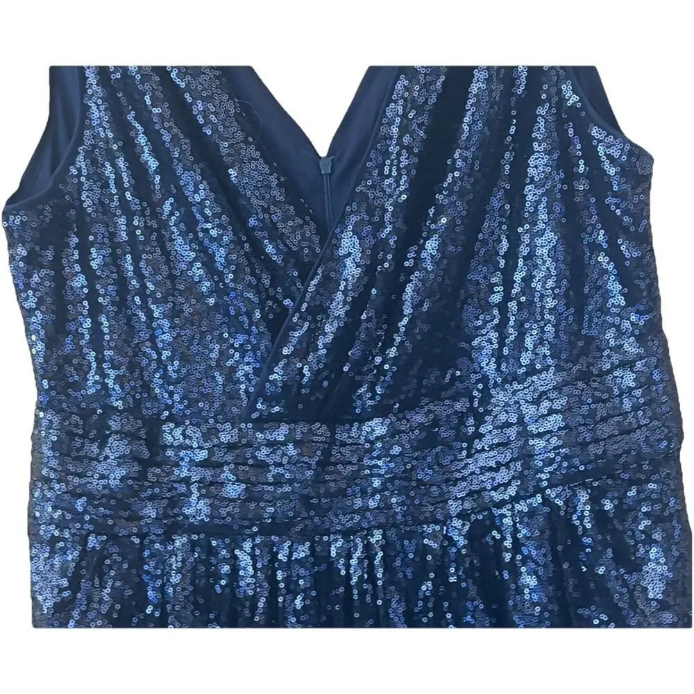 Kate Kasin Sequin Dress Sz 18 NWT Navy Blue Glam Indie Romantic Formal
